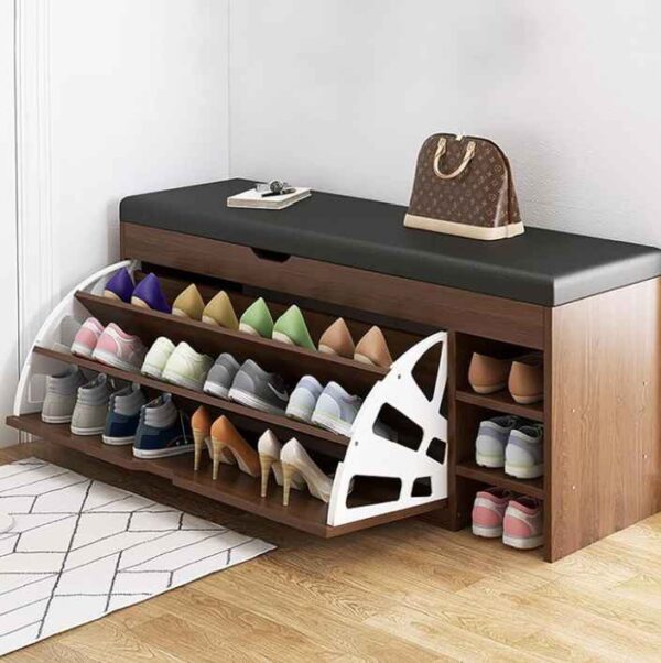 Shoe Storage Bench with Hidden Shoe Rack,