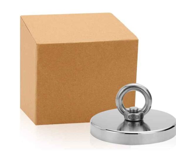 1763LBS Pulling Force(800KG) Powerful Round Neodymium Magnet with Countersunk Hole and Eyebolt, 5.35" Diameter, Great for Salvage or Magnetic Fishing - Image 3